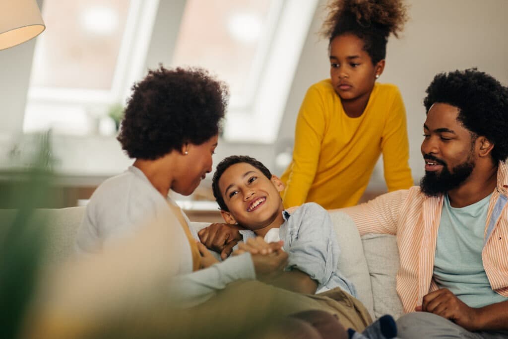 Parents talking with their children